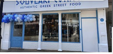 Souvlaki Corner Morley shopfront in white and blue